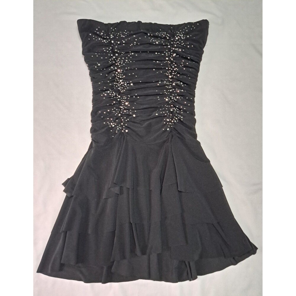 Codigo Black Strapless Ruffle Beaded Mini Dress S Party Dark‎ Fairy Whimsigoth